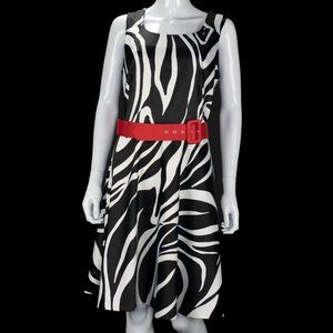 Dressbarn Bold Animal Print Belted Fit Flare Dress